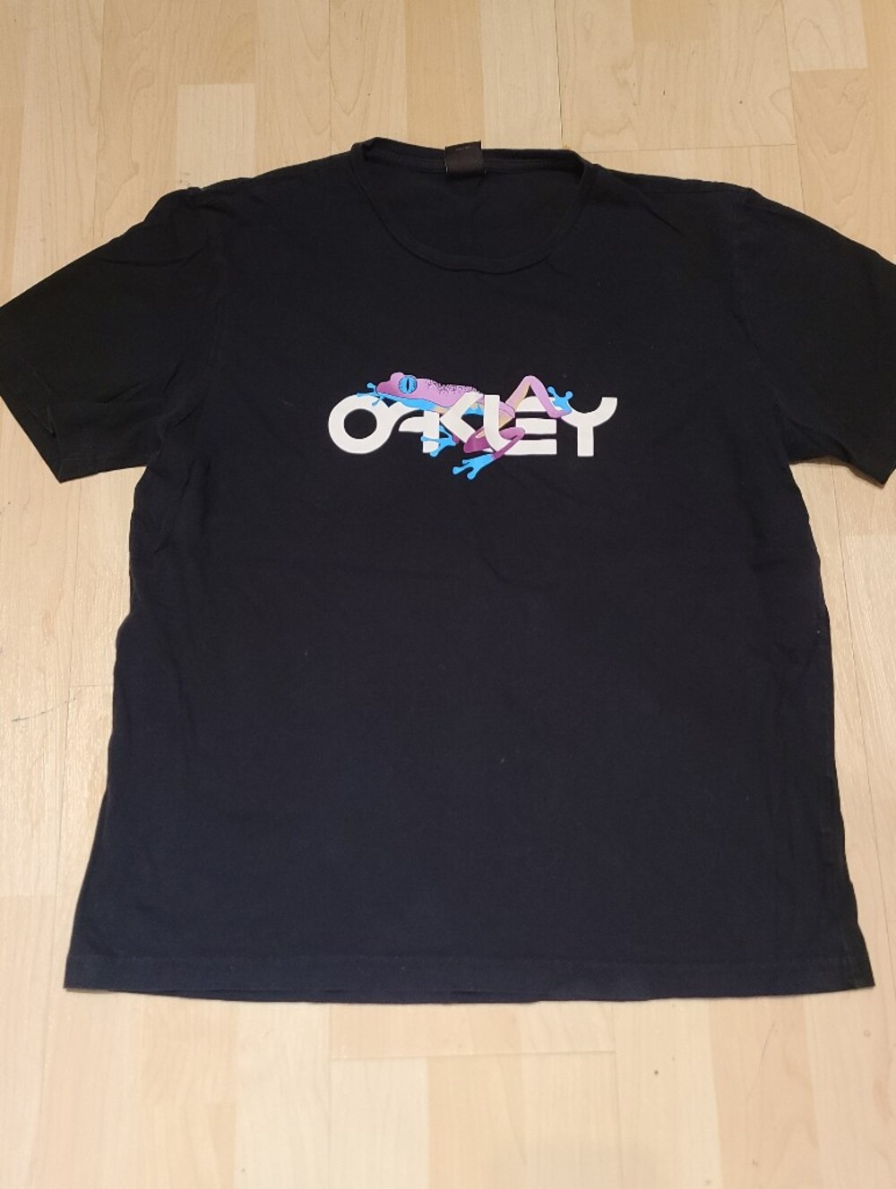 Oakley Black Short Sleeve Tee with Purple & Blue Graphic